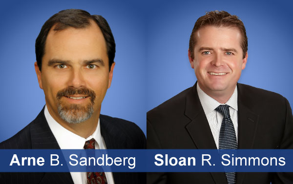 Headshots of attorneys Arne Sandberg and Sloan Simmons